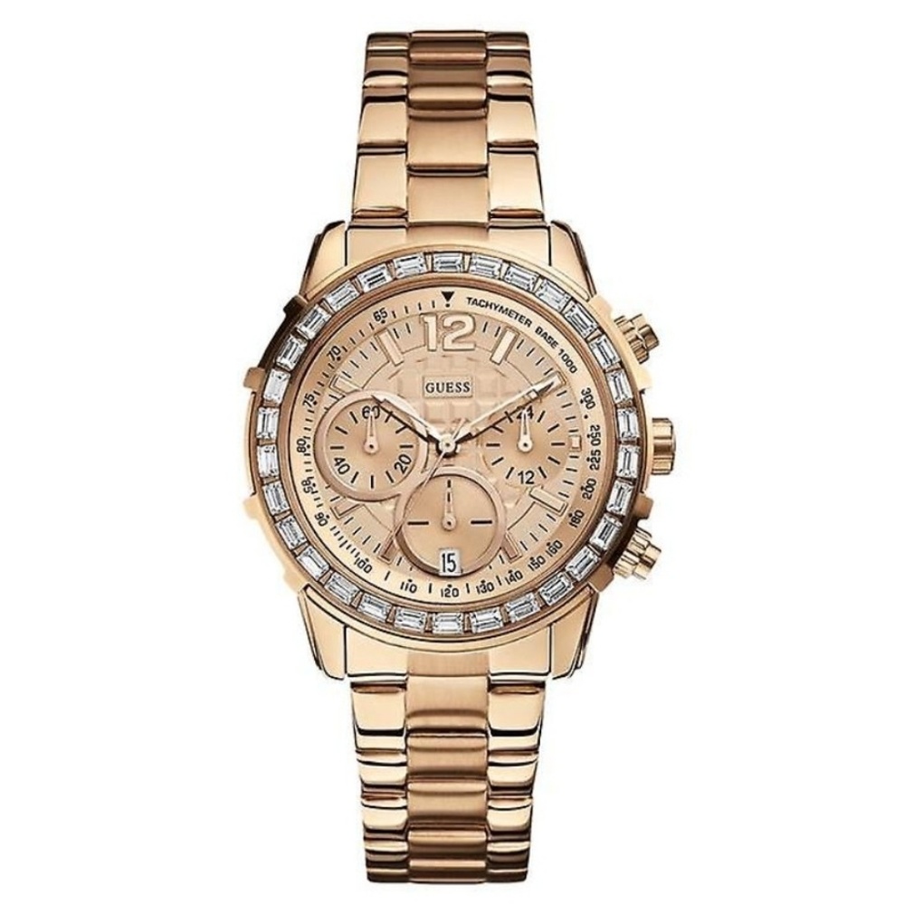 NWOT Guess Rose Gold Designer Chrono+Date Watch